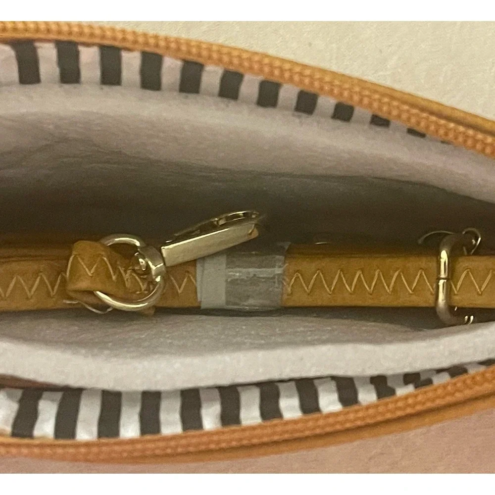 Mustard‎ Yellow Wristlet Crossbody Hand Painted Yorkie Dog 3 Zip NWT